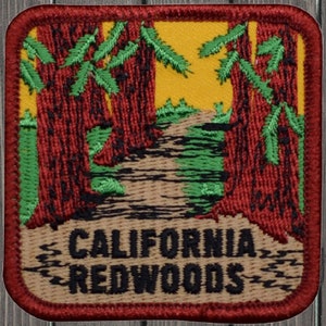 California Iron On Patch 2.5", Embroidered Redwoods Sequoias Hiking Applique Badge for Jackets, Bags, Outdoor Nature Travel Gift