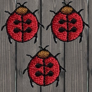 Mini Ladybug Embroidered Patch 3-Pack, 5/8" Iron On Insect Applique, Cute Bug Badge, Nature Lover DIY Patch for Jackets, Hats, or Bags
