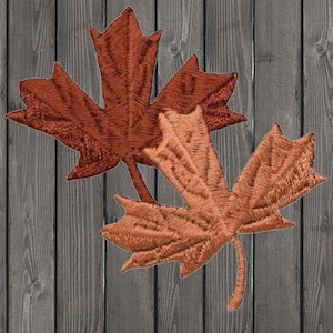 Autumn Leaves Embroidered Patch 2.25&quot; Iron On Brown Leaf Fall Applique Badge for Jackets, Hats, Bags, Autumn Decor, Seasonal Gift Idea