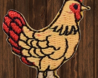Chicken Iron On Patch, 1.5" Embroidered Hen Applique Badge for Farmers, Backyard Chicken Lovers, Jackets, Hats, Bags, Cute Farm Decor