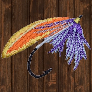 Großer Fliegen Fischen Köder Aufnäher, Winter Hope Fisch Abzeichen Gestickte Applikation für Westen, Mützen, Taschen, Angler Outdoor Patch 7,5 cm