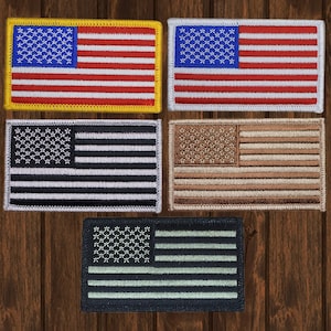American Flag Embroidered Patch 3.38&quot; 4-Pack, USA Iron On Stars and Stripes Applique, Patriotic Badge for Jackets, Hats, Bags, Uniforms