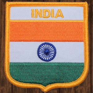 India Iron On Patch, 2.75&quot; Embroidered Travel Applique Featuring Indian Ocean, New Delhi, Mumbai for Jackets, Bags, Collectible Gift