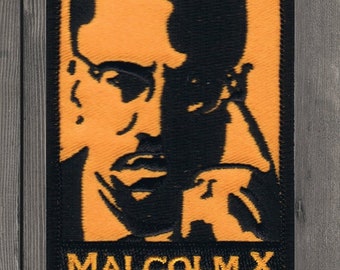 Patch Malcolm X Iron On, Badge appliqué brodé leader des droits civiques pour vestes, chapeaux, sacs, écusson militant des droits humains 3"