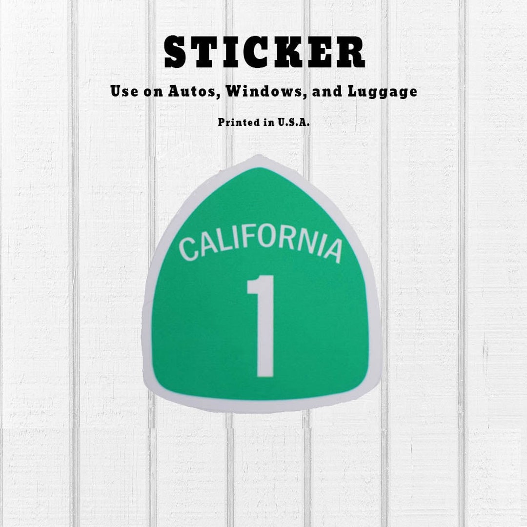 California Highway 1 Vinyl Sticker, UV Protection, Fade Resistant Decal ...