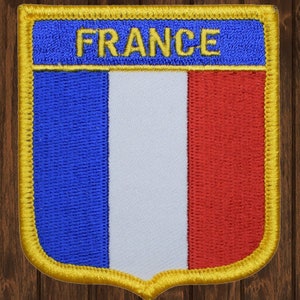 France Flag Embroidered Patch 2.75&quot; Iron On, Paris Travel Souvenir, French Flag Applique, Mediterranean English Channel Badge