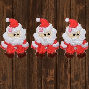 Santa Claus Iron On Patch, 3-Pack St. Nick Christmas Badge, 1.5&quot; Embroidered Holiday Applique, for Jackets, Hats, Bags, Festive Decor