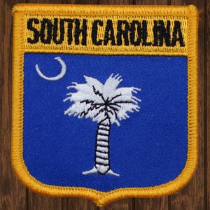 Écusson brodé de Caroline du Sud, insigne thermocollant de 7 cm (2,75 po), souvenir de Charleston, Columbia et Savannah River, pour veste, sac à dos ou chapeau.