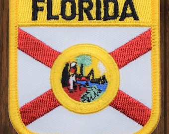 Geborduurde patch Florida, opstrijkbaar, badge Jacksonville Miami Tallahassee Tampa Bay, patch voor jas rugzakhoed, verzamelobject 2,75 inch