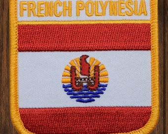 Parche bordado de la Polinesia Francesa, aplique termoadhesivo, insignia coleccionable de 7 cm, recuerdo de la bandera de la República Francesa de Tahití Papeete