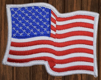 Aufnäher mit amerikanischer Flagge, 9,5 cm (3,75 Zoll), gesticktes, gewelltes Sternen- und Streifenmotiv der USA, für Jacken, Rucksäcke, Hüte, patriotische Kleidung und DIY-Dekorationen