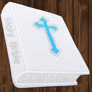 Holy Bible Applique Patch 3&quot; Iron On, Christian Cross Badge, Catholic Faith Embroidered Patch for Jackets Backpacks Hats DIY Crafts