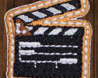 Mini Clapperboard Embroidered Patch, Iron On Movie Cinema Applique, Film Theater Badge for Jackets, Backpacks, Hats, Gifts, Collectors