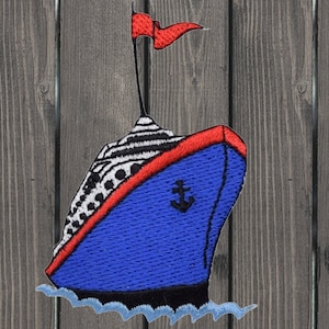 Cruise Ship Embroidered Patch, 3&quot; Vacation Cruise Liner Applique, Iron On Travel Souvenir Badge for Jacket, Backpack, Nautical Collectible