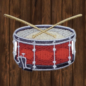 Snare Drum Embroidered Patch, 2.5&quot; Iron On, Drumline Badge, Marching Band Patch, Percussion Musician Gift, Drumming Equipment Patch