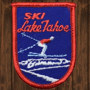 Patch bordado vintage do Lago Tahoe de 3&quot;, emblema de esqui da Califórnia e Nevada para costurar, lembrança de viagem para montanhas nevadas para jaquetas, bolsas e presentes