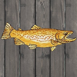 Brown Trout Iron On Patch, Fish Fishing Embroidered Applique Badge for Jackets, Hats, Bags, Angler Collectible Patch 3.5&quot;