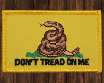 Gadsden Flag Iron On Patch, Don't Tread on Me Embroidered Badge, 3.25" American Revolution Collectible, for Jackets, Hats, Backpacks