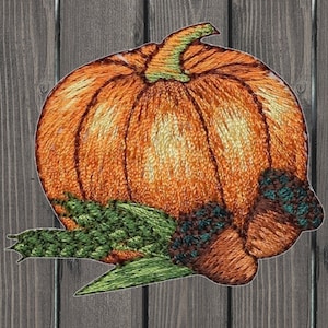 Parche bordado de calabaza, 5,7 cm, termoadhesivo, con bellotas para chaquetas de Acción de Gracias, mochilas, decoración otoñal e insignias de cosecha.