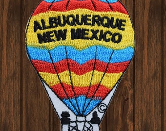 Albuquerque New Mexico Iron On Patch, NM Hot Air Balloon Embroidered Applique Badge for Jackets, Hats, Bags, Southwest Travel Patch 3"
