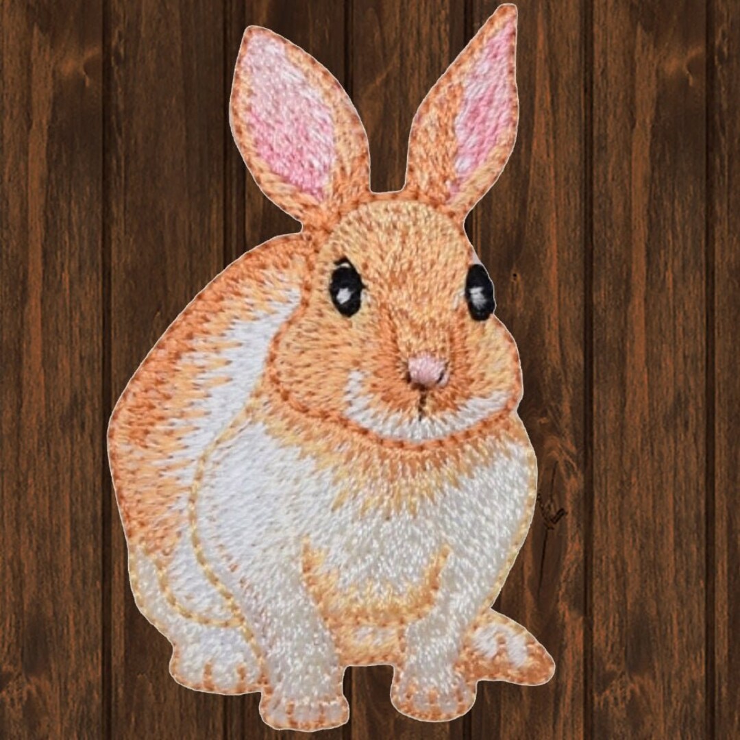 Cute Bunny Applique Patch - Embroidered Iron-On Rabbit Badge 2.25" For Crafts & Clothing