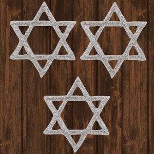 Silver Star of David Patch, 1&quot; 3-Pack, Iron On, Jewish Faith Applique, Judaism Hanukkah Badge, Religious Jacket Backpack Accessory