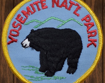 Vintage Yosemite Aufnäher zum Aufnähen, 7,5 cm Gestickter Bär California National Park Applikation für Jacken, Taschen, Camping Badge Sammlergeschenk