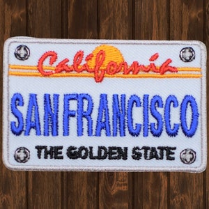 San Francisco Embroidered Patch, 2.75&quot; California License Plate Golden State Badge, Iron On Travel Souvenir Patch for Jacket Backpack