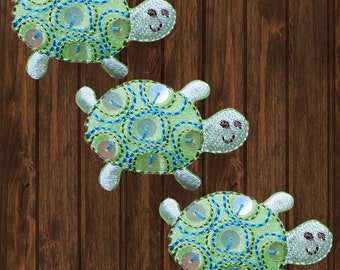 Sea Turtle Iron On Patch, 3 Pack, Embroidered Sequin Patch, Ocean Badge Applique, Turtle Patch Set, Jackets, Backpacks, Clothes, 1.75 Inch