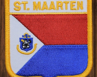 St. Maarten Embroidered Patch, 2.75" Iron On, Dutch Caribbean Badge, Netherlands Antilles Souvenir, Philipsburg Travel Patch