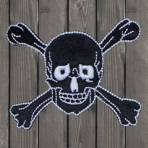 Skull and Crossbones Iron On Patch 2.5&quot;, Black Skeleton Applique for Jackets, Bags, Hats, Collectible, High-Quality Design