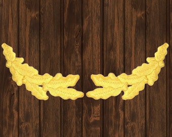 Yellow Scrambled Eggs Patch Set 3.75&quot; Iron On, Military Captain Cap Oak Leaves Badge, Navy Uniform Patch, Collectible Military Gift