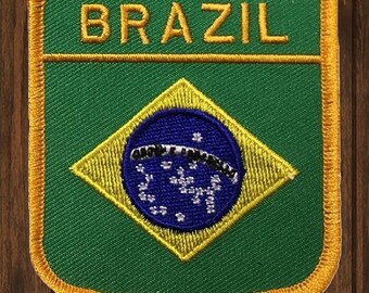 thumbnail image 2 of Brazil Flag Patch – 2.75" Embroidered Shield Badge, Iron-On Or Sew-On (Patch Parlor) 2 of 4