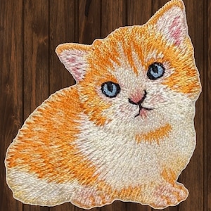 Orange Tabby Katze Gestickter Aufnäher 1-7 / 8 &quot;Aufbügeln, Kätzchen Feline Patch, süße Katzen Applikation für Jacken, Rucksäcke, Kitty-Liebhaber Geschenk