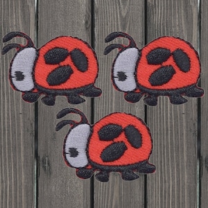 Ladybug Iron On Patch 3-Pack 1.125&quot;, Embroidered Insect Bug Applique Badges for Jackets, Bags, Nature Lovers, Cute Red Garden Gift