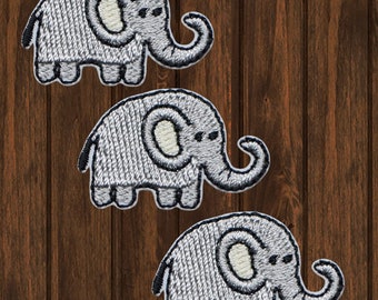 Mini Elefant Aufnäher 3er-Pack, Zoowärter Tier Gesticktes Applikationsabzeichen für Jacken, Hüte, Taschen, Wildtier Sammler Aufnäher 3,1 cm