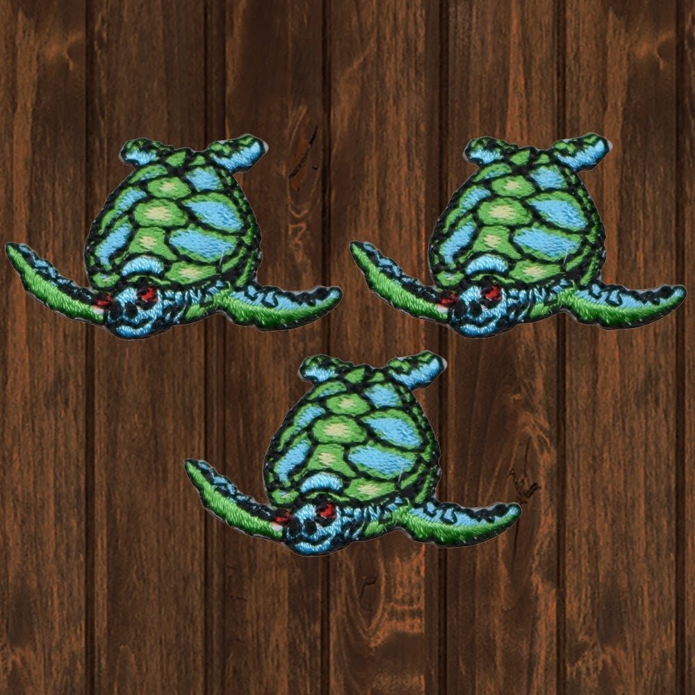 Mini Sea Turtle Embroidered Patch 3-pack, 1.25