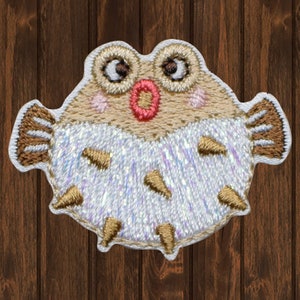 Puffer Fish Embroidered Patch, 2.5&quot; Iron On Tropical Ocean Applique Badge for Jackets, Backpacks, Snorkeling Gear, Collectible Patch