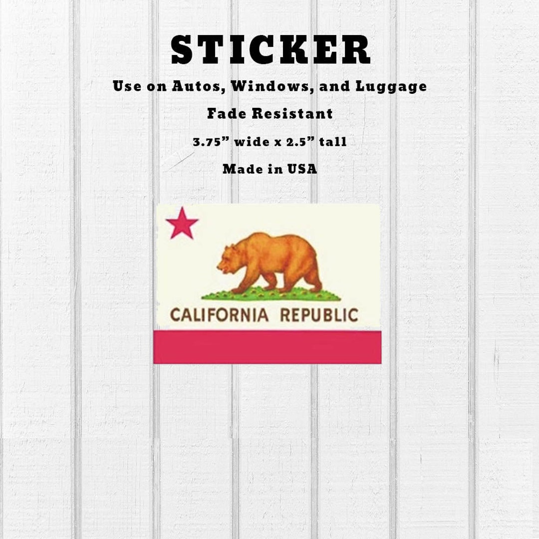 California Sticker, CA Flag Vinyl Decal, Uv Protection, Fade Resistant ...
