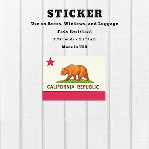 California Sticker, CA Flag Vinyl Decal, Uv Protection, Fade Resistant, Car Truck Boat rv Motorcycle Accessory, Made in USA, 3.75"x2.5"