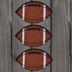 Football Patch 3-Pack, 1.625", Iron On Sports Badge, Embroidered Football Applique for Jackets, Backpacks, Gifts for Football Fans