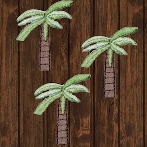 Palm Tree Embroidered Patch 1.25&quot; Iron On, Tropical Island Badge, 3-Pack Palm Tree Applique Patch for Jackets Backpacks Hats