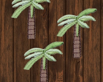 Parche bordado de palmera de 3,17 cm (1,25") para planchar, insignia de isla tropical, paquete de 3 parches de aplique de palmera para chaquetas, mochilas y sombreros.