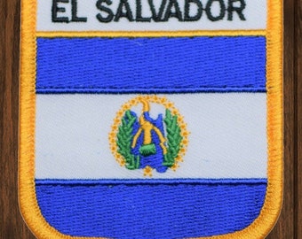 El Salvador Patch, 2.75" Iron On, Central America Souvenir, San Salvador Badge, Travel Applique, DIY Jacket Patch, Collectible Flag Patch
