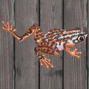 Shiny Brown Frog Embroidered Patch 3&quot; Iron On Amphibian Badge Applique for Nature Lovers, Jackets, Hats, Bags, Clothes, Outdoor Decor Gift