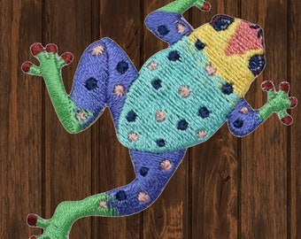 Tree Frog Patch, Embroidered Iron On, 2.75 Inch, Amphibian Patch, Green Frog Badge, Rainforest Patch, Nature Lover Gift, Jacket Backpack