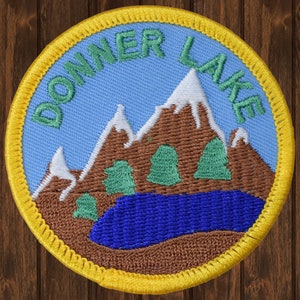 Emblema bordado Donner Lake California, emblema de caminhada natural de 6,3 cm da Califórnia em Tahoe, emblema para passar a ferro em jaqueta de mochila, lembrança de viagem ao ar livre