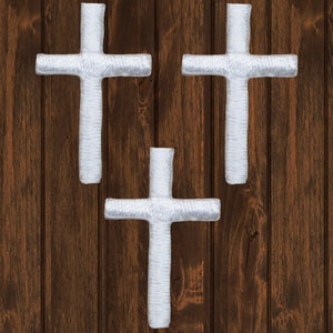 Mini Cross Patch, 3 Pack, Iron On, 1 Inch, White Christian Patch, Religious Badge, Jesus Cross, Small Faith Patch, DIY Jacket Hat Backpack