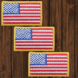 Mini American Flag Patch 3-Pack, 1.5&quot; Iron On USA Flag Applique Badge, Patriotic Patch Set for Jackets, Hats, Bags, Veterans, Collectors