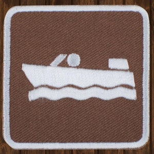 Parche termoadhesivo de barco a motor, insignia bordada de actividad acuática recreativa para chaquetas, sombreros, mochilas, manualidades al aire libre, 2"